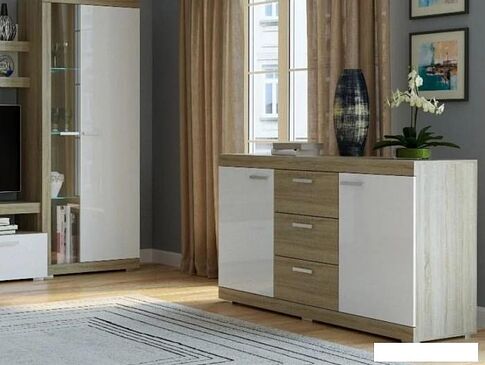 Комод Памир Соната КС-1500 (дуб сонома-белый глянец)