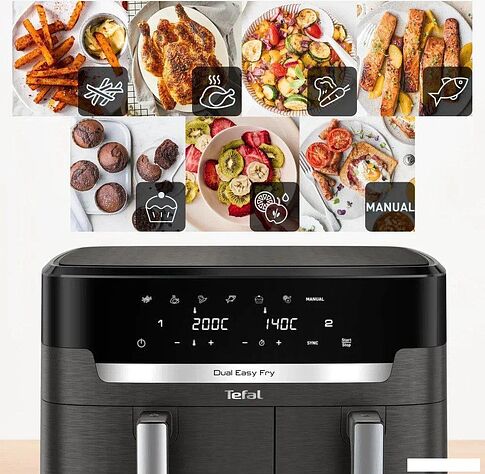 Аэрофритюрница Tefal Dual Easy Fry EY942HE0