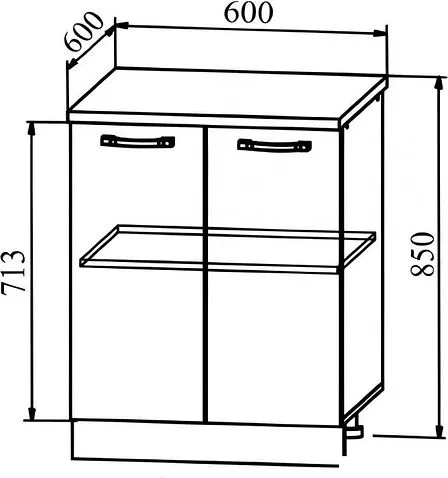 Шкаф напольный ДСВ Тренто С 600 (серый/серый)