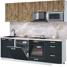 Готовая кухня Интерлиния Мила Лайт 2.4-ПМ2 (дуб веллингтон/антрацит/травертин серый)