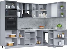 Готовая кухня Интерлиния Мила Лайт 1.68x2.6 правая (персидский жемчуг/антрацит/травертин серый) Готовая кухня Интерлиния Мила Лайт 1.68x2.6 правая (персидский жемчуг/антрацит/травертин серый)