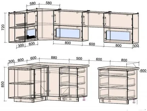 Готовая кухня Интерлиния Мила Матте 1.5x2.8 Б правая (белый-белый-кастилло темный)