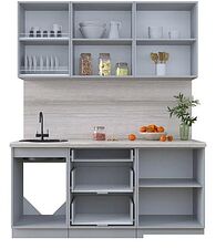 Готовая кухня Интерлиния Тренд 1.7Б (луна/белый/серый каспий) Готовая кухня Интерлиния Тренд 1.7Б (луна/белый/серый каспий)