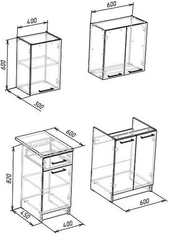 Готовая кухня НК-Мебель Ника 1 L 76144500 (графит/дуб вотан)