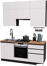 Готовая кухня ВерсоМебель Эко Премиум 1.8 (белый фасадный/ст. дуб вотан)