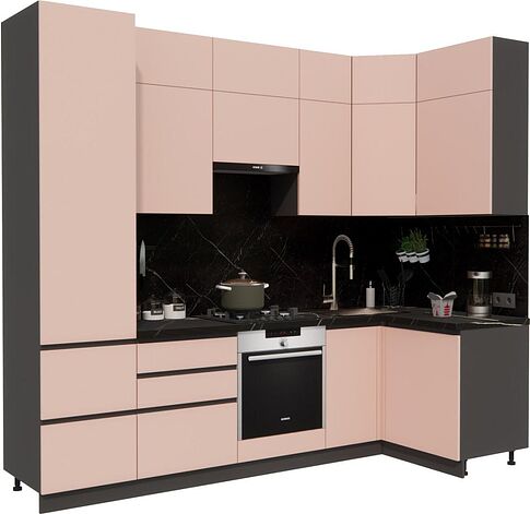 Готовая кухня ВерсоМебель Эко Премиум 1.2x2.7 правая (пудровый/ст. тунис)