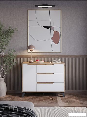 Тумба ЭлиГард Eyva 1D3S (дуб вотан/белый)