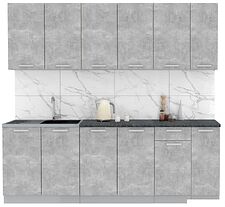 Готовая кухня Интерлиния Мила Лайт 2.3 (бетон-бетон-кастилло темный)