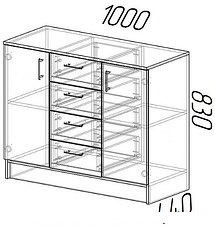 Комод МебельЭра К1000 2Д (венге-лоредо)