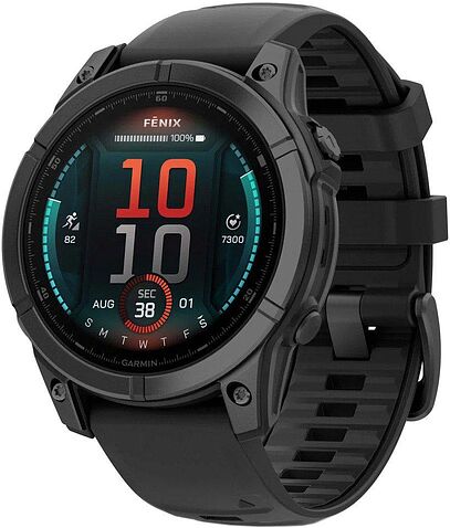 Умные часы Garmin Fenix 8 E 47мм (серая сталь, черный силиконовый ремешок)