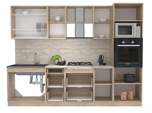 Готовая кухня Интерлиния Мила 2.8 ВТ (дуб золотой/антрацит/дуб бунратти)