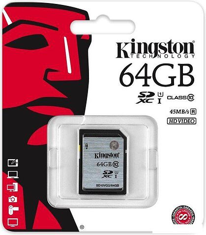 Карта памяти Kingston SDXC (Class 10) 64GB (SD10VG2/64GB)