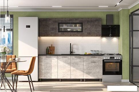 Готовая кухня Mio Tesoro КГ-9 2.0 (белый/цемент темный/цемент светлый/черный)