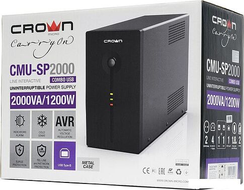Источник бесперебойного питания CrownMicro CMU-SP2000 Combo USB