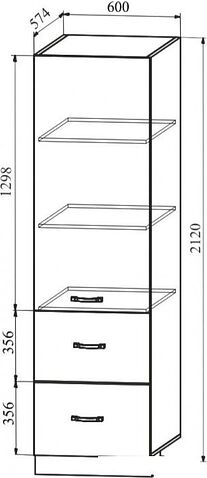 Шкаф-пенал ДСВ Тренто ПНЯ 600 левый (серый/серый)