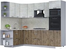 Готовая кухня Интерлиния Мила Лайт 1.68x2.6 левая (бетон лайт/дуб веллингтон/опал светлый) Готовая кухня Интерлиния Мила Лайт 1.68x2.6 левая (бетон лайт/дуб веллингтон/опал светлый)