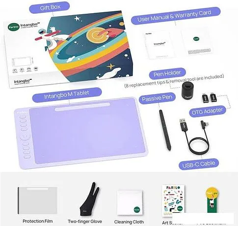 Графический планшет Parblo Intangbo M (сиреневый)