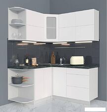 Готовая кухня Интерлиния Мила Матте 1.5x1.6 А правая (белый-белый-кастилло тёмный)