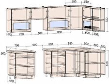 Готовая кухня Интерлиния Мила Матте 1.5x2.7 Б правая (индиго/индиго глянец/кастилло темный)