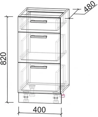 Шкаф напольный Интерлиния Компо НШ40рш3 1м+2б (бетон портленд)