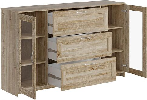 Тумба Mio Tesoro Сириус 2 двери со стеклом 156x95 2.02.03.370.3 (дуб сонома)