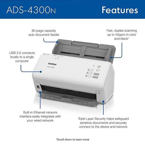 Сканер Brother ADS-4300N