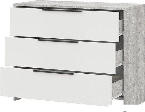 Комод Mio Tesoro Камелия 1 3 ящика (цемент светлый/белый)