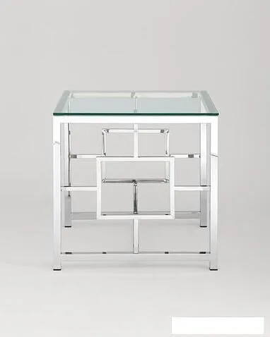 Журнальный столик Stool Group Бруклин 55x55 EET-013 (прозрачное стекло/сталь серебристый)
