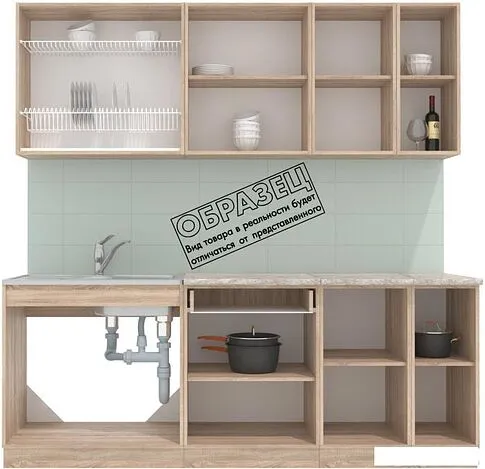 Готовая кухня Интерлиния Мила 21 (белый платинум/белый платинум глянец/дуб бунратти)