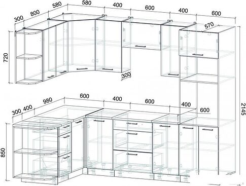 Готовая кухня Интерлиния Мила Лайт 1.68x2.6 левая (белый платинум/дуб золотой/дуб бунратти)