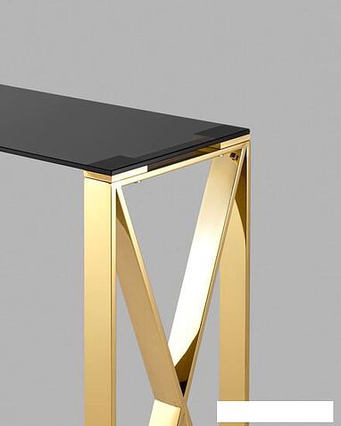 Консольный стол Stool Group Кросс 115x30 (стекло smoke/сталь золото)
