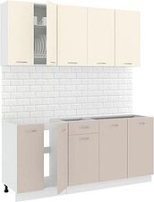 Готовая кухня Кортекс-мебель Корнелия Лира-лайт 1.8м без столешницы (крем/капучино)