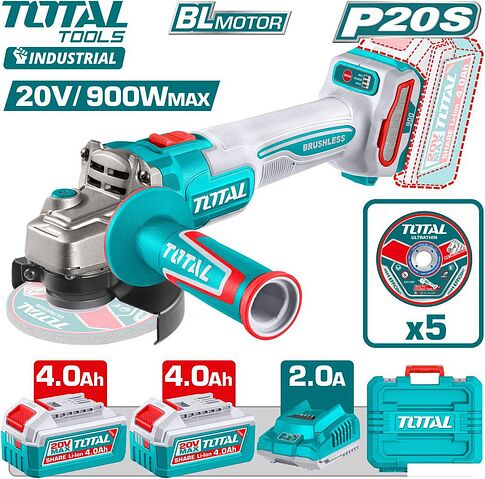 Угловая шлифмашина Total TAGLI261522 (с 2-мя АКБ, кейс)