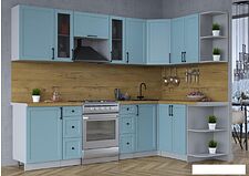 Готовая кухня Интерлиния Тренд 1.5x2.7 правая (океан/океан/дуб бунратти)