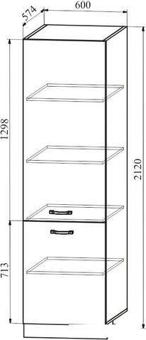 Шкаф-пенал ДСВ Тренто ПН 600 левый (серый/белый)