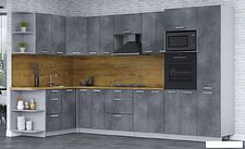 Готовая кухня Интерлиния Мила Лайт 1.68x3.4 левая (бетон потленд/бетон портленд/дуб бунратти)