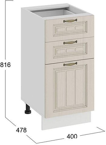 Шкаф напольный Трия Лина 1Н4Я3 (белый/кремовый)