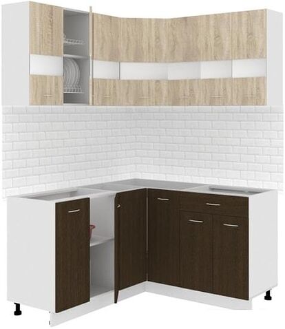 Готовая кухня Кортекс-мебель Корнелия Экстра 1.5x1.5 без столешницы (дуб сонома/венге) Готовая кухня Кортекс-мебель Корнелия Экстра 1.5x1.5 без столешницы (дуб сонома/венге)