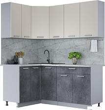 Готовая кухня Интерлиния Мила Лайт 1.2x1.8 (персидский жемчуг/бетон портленд/серый каспий)