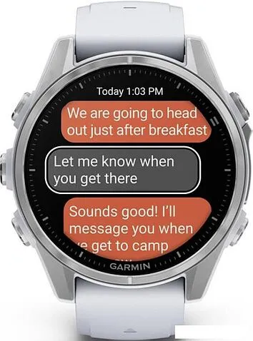 Умные часы Garmin Fenix 8 43мм (серебристый, белый ремешок)
