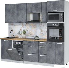 Готовая кухня Интерлиния Мила Лайт 2.45-ПМ3 (бетон портленд/бетон портленд/дуб бунратти)