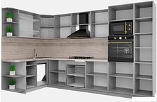 Готовая кухня Интерлиния Мила Деко 1.68x3.4 левая (луна-луна-травертин серый) Готовая кухня Интерлиния Мила Деко 1.68x3.4 левая (луна-луна-травертин серый)