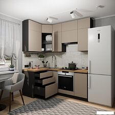 Готовая кухня ВерсоМебель Эко Премиум 1.2x2.0 левая (глиняный серый/ст. дуб вотан)