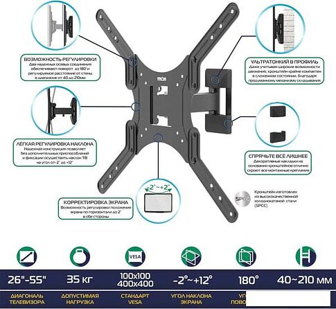 Кронштейн Onkron M2 (черный)