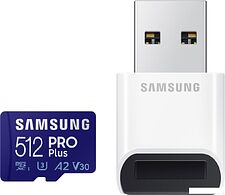 Карта памяти Samsung PRO Plus microSDXC 512GB (с кардридером) Карта памяти Samsung PRO Plus microSDXC 512GB (с кардридером)