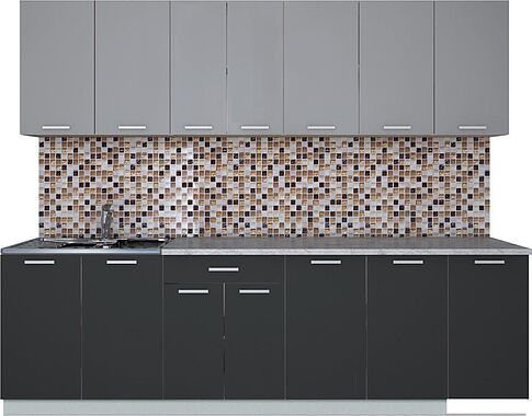 Кухня Интерлиния Мила Лайт 2.6 (серебро/антрацит)