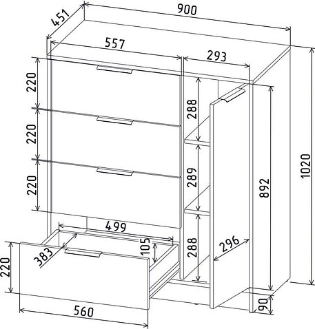 Тумба Интерлиния Концепт КТ-Т90 (антрацит/дуб золотой)