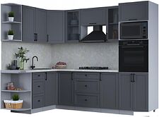 Готовая кухня Интерлиния Тренд 1.68x2.6 ВТ левая (пепел/пепел/опал светлый)