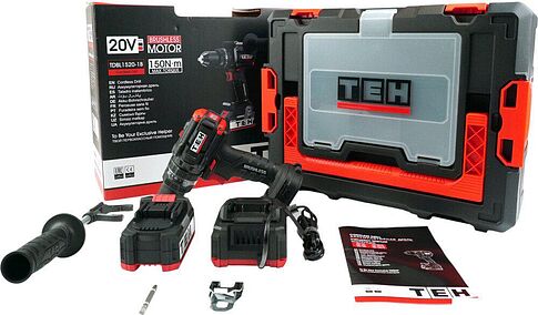 Ударная дрель-шуруповерт TEH TDBL1520-1B (с 1-им АКБ, кейс)