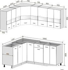 Угловая кухня Кортекс-мебель Корнелия Экстра 1.5x1.9 без столешницы (белый/береза) Угловая кухня Кортекс-мебель Корнелия Экстра 1.5x1.9 без столешницы (белый/береза)